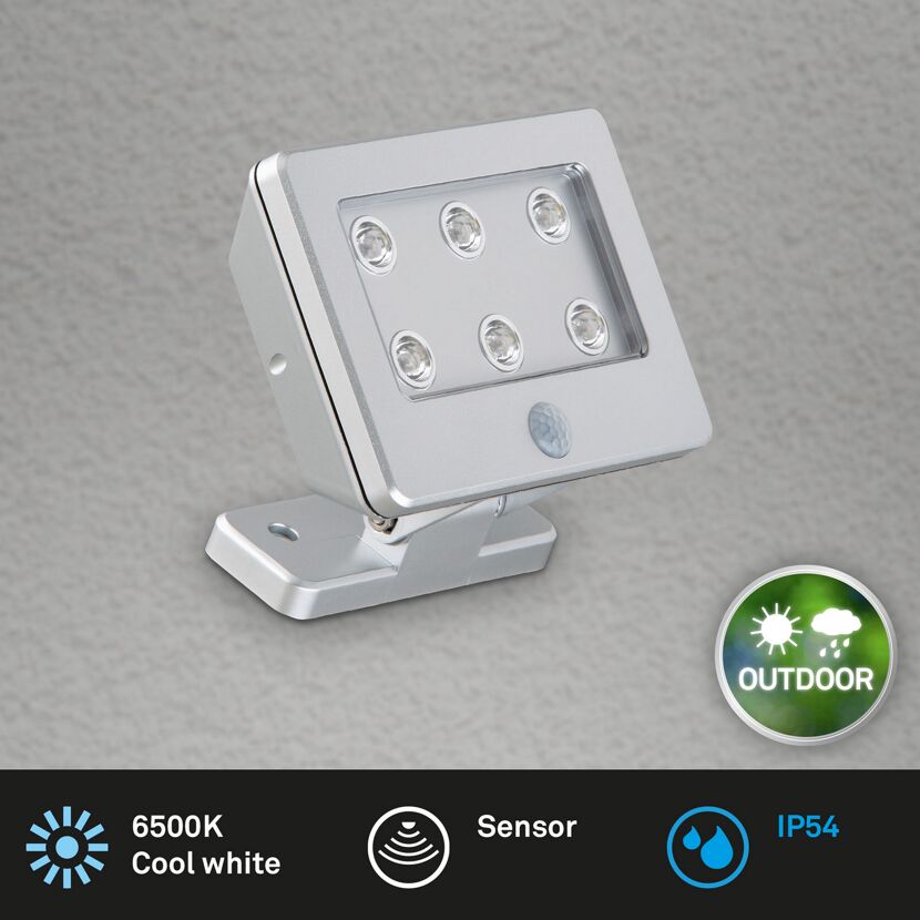 LED-Außenleuchte mit Sensor 'Lero Outdoor' titanfarben, 6 Spots