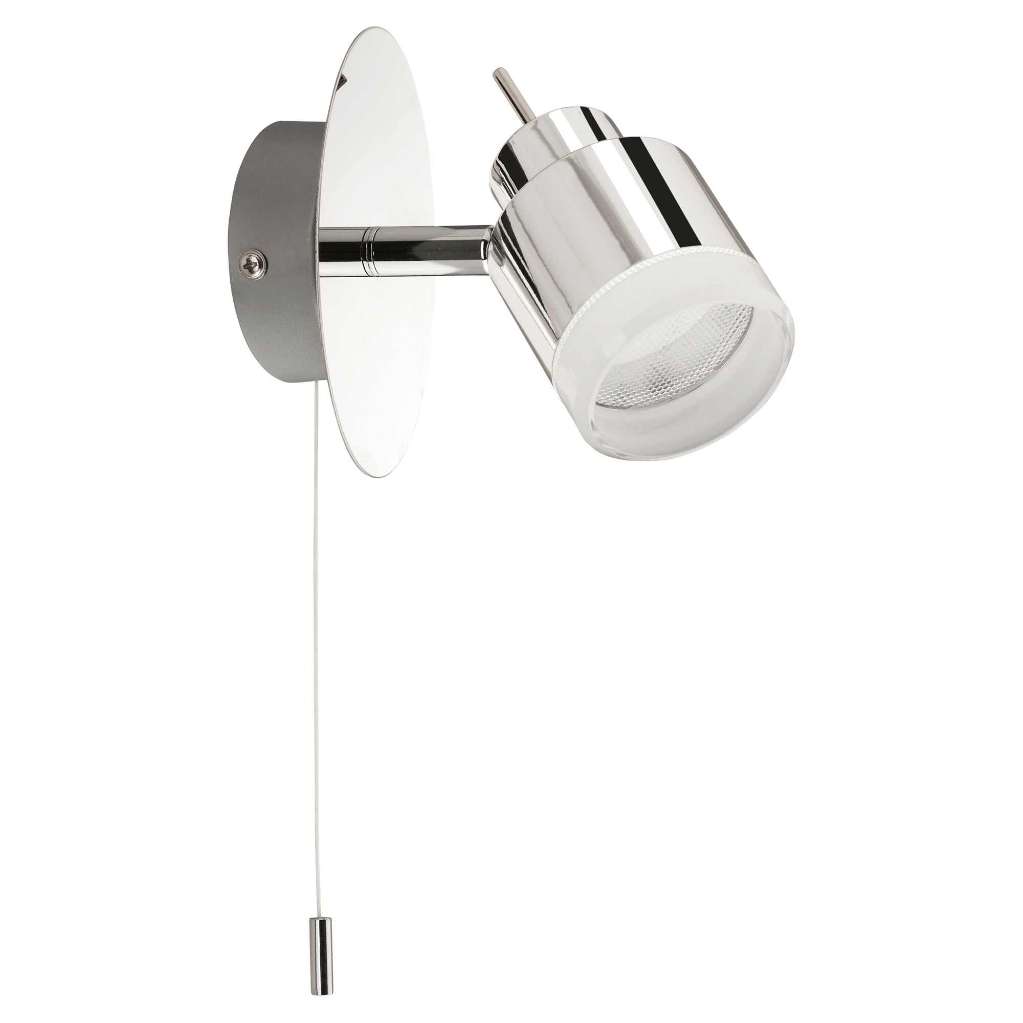 Silberne LED-Wandleuchte mit Zugschalter