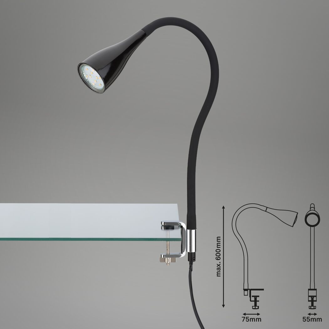LED-Klemmlampe 'Elasti' GU10 3 W 260 lm warmweiß 60 x 5,5 cm