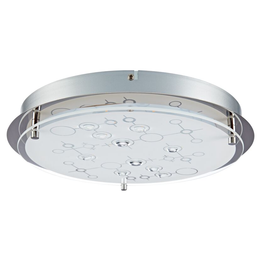 runde LED Deckenleuchte, chromfarben, mit Dekor