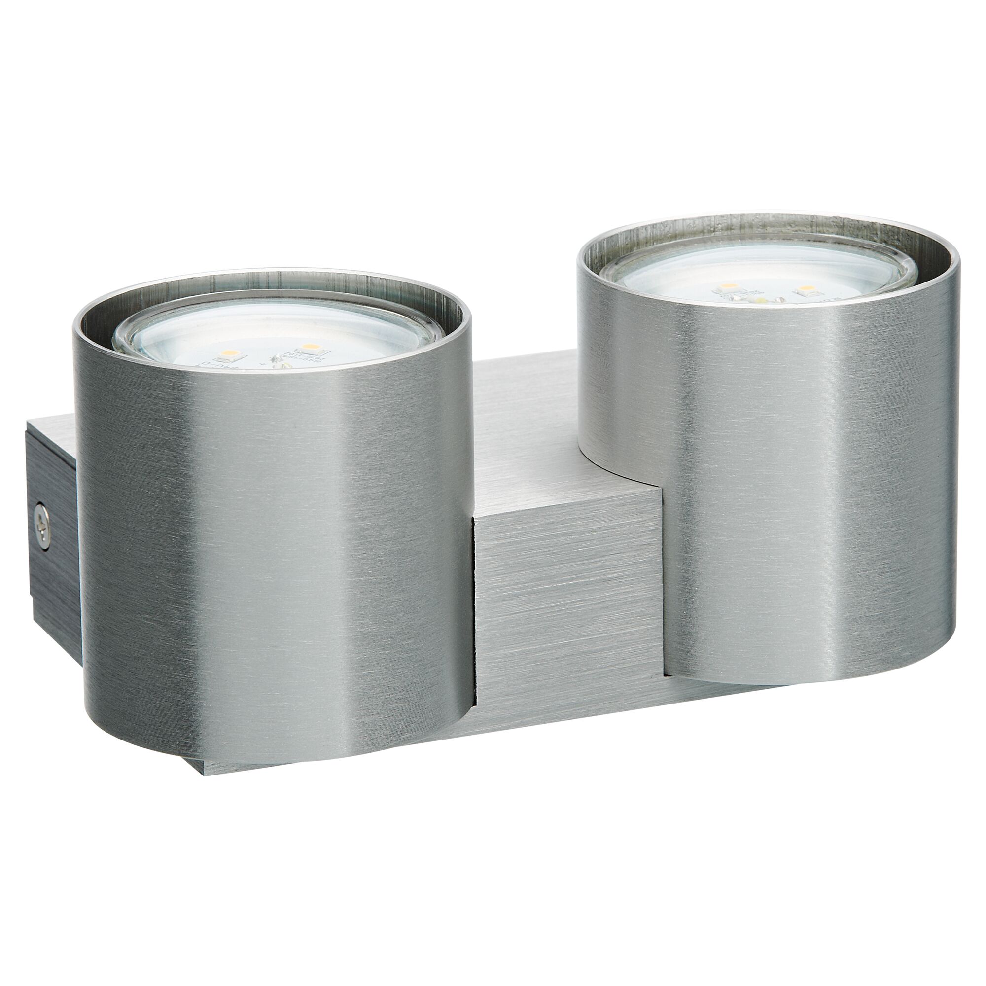 Silberfarbene LED-Wandleuchte Izon mit zwei Strahlern