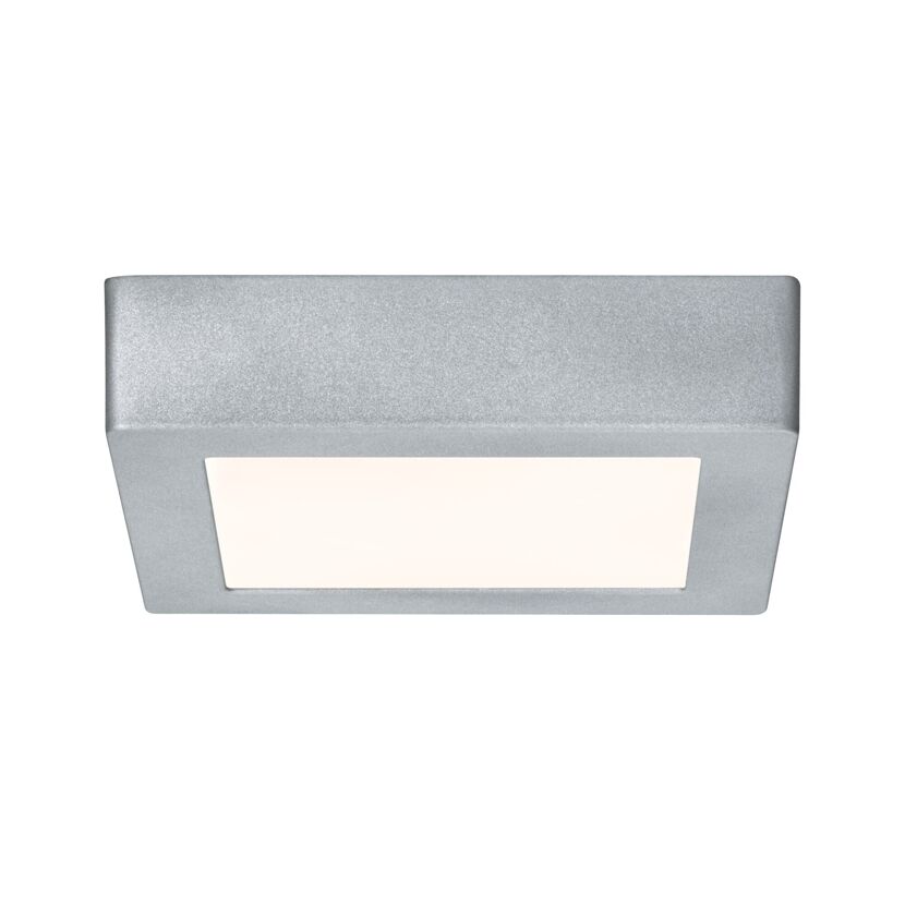 LED-Panel 'Lunar' in Silber, warmweiß leuchtend.