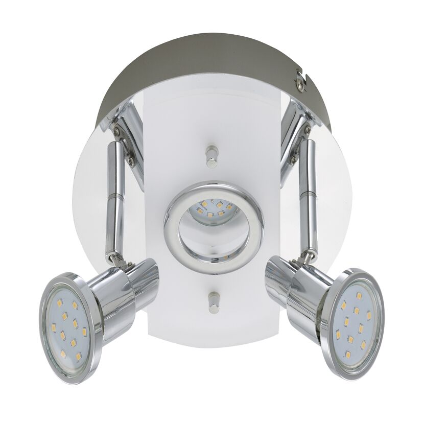 Chromfarbene LED-Deckenleuchte Splash mit drei Strahlern
