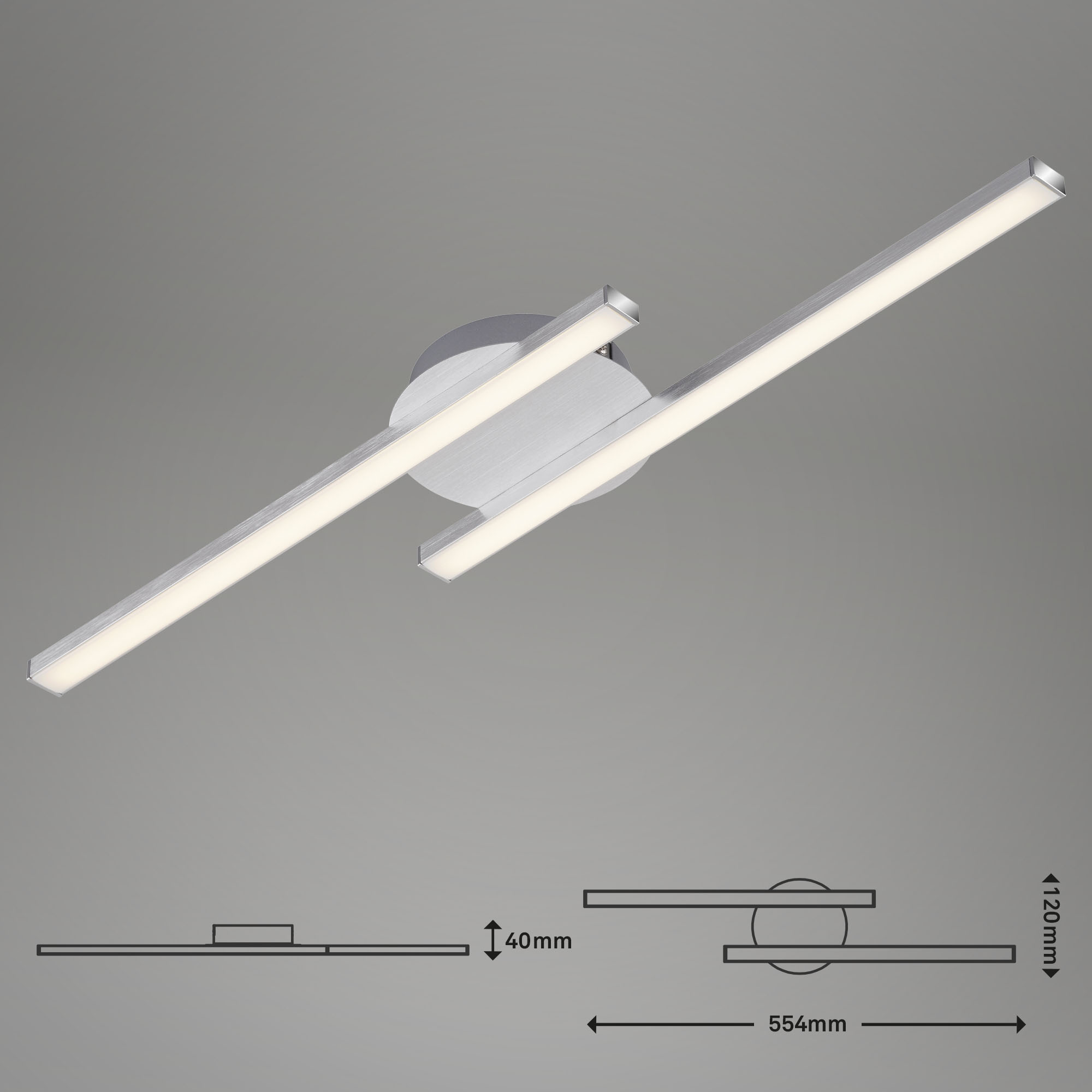 LED-Deckenleuchte 'Go' 480 lm 2-flammig, silbern