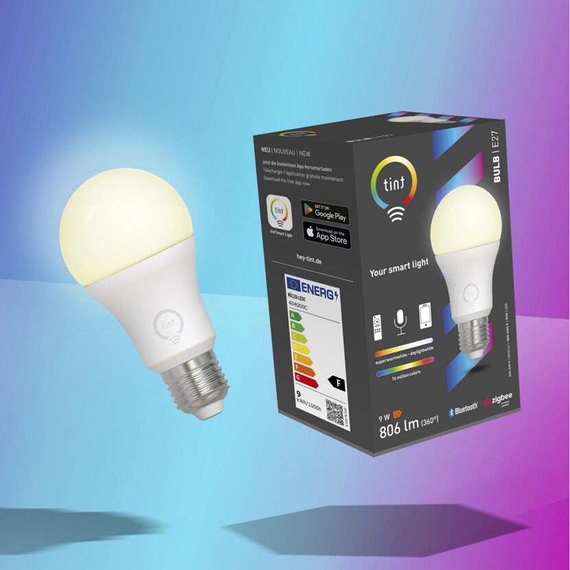 LED-Leuchtmittel 'tint' dimmbar Standardform E27 9,5 W 806 lm RGB - tunable white