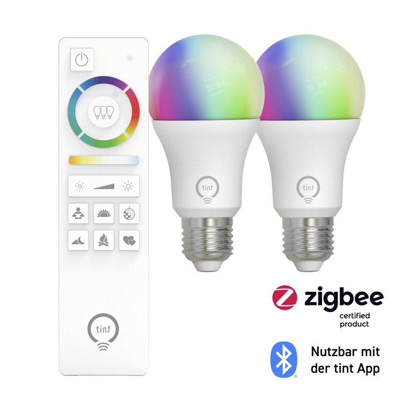 LED-Leuchtmittelset 'tint' dimmbar Standardform E27 9,5 W 806 lm RGB - tunable white 2 Stück