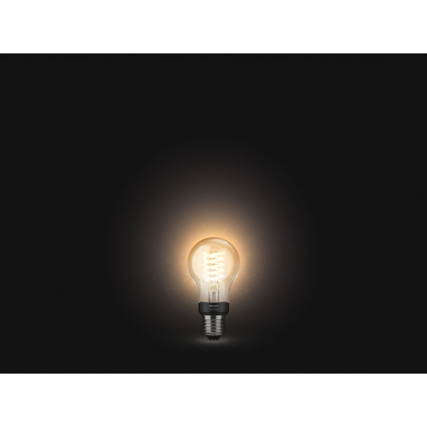 Glühendes LED-Leuchtmittel 'Hue White' Tropfen gold E27.