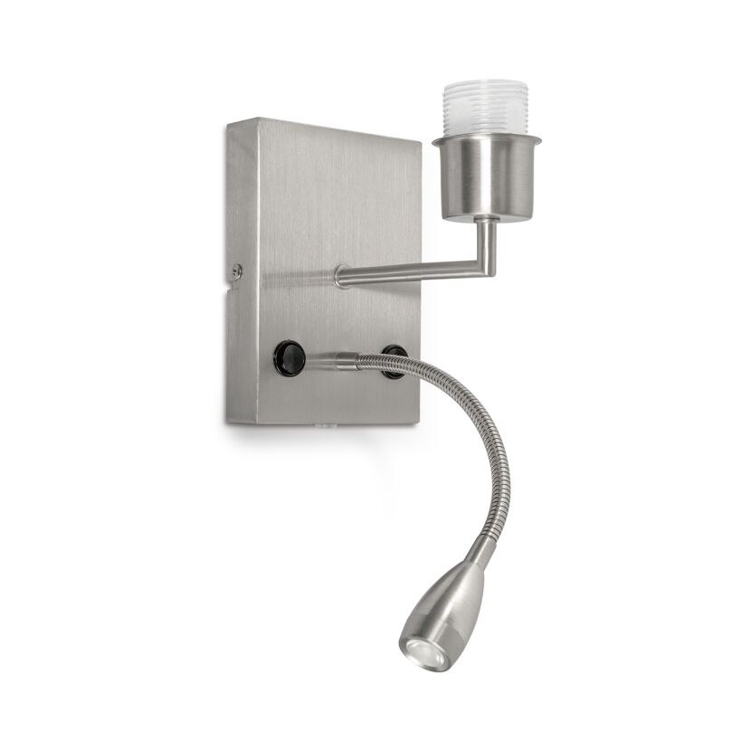 Metallene Wandleuchte mit flexiblem Arm.