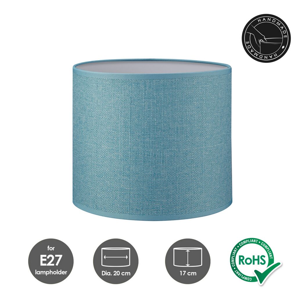 Handgefertigter Lampenschirm aus blauem Stoff