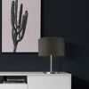 Graue Tischleuchte mit rundem Lampenschirm aus Canvas
