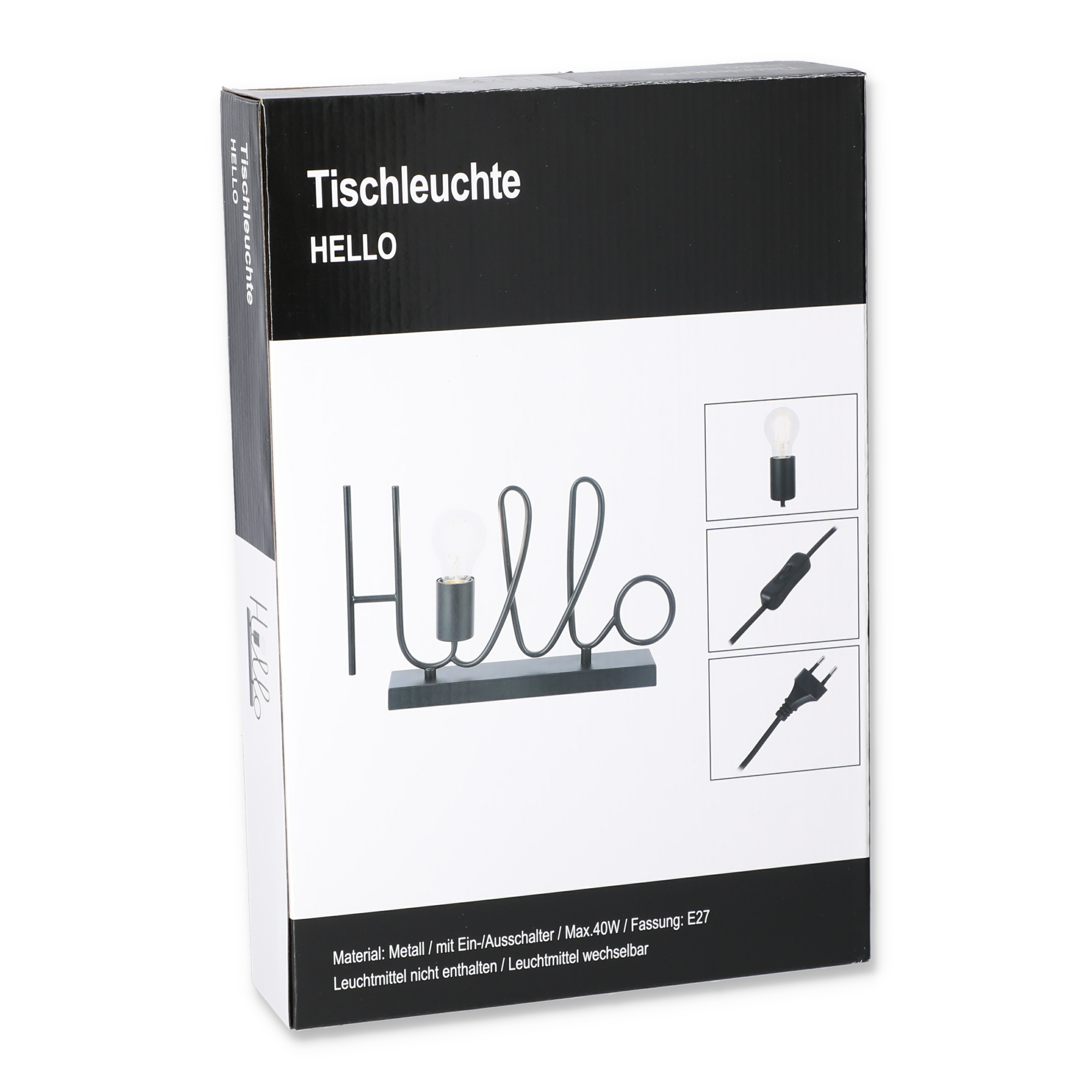 Tischleuchte 'Hello' schwarz 36 x 24 cm + product picture