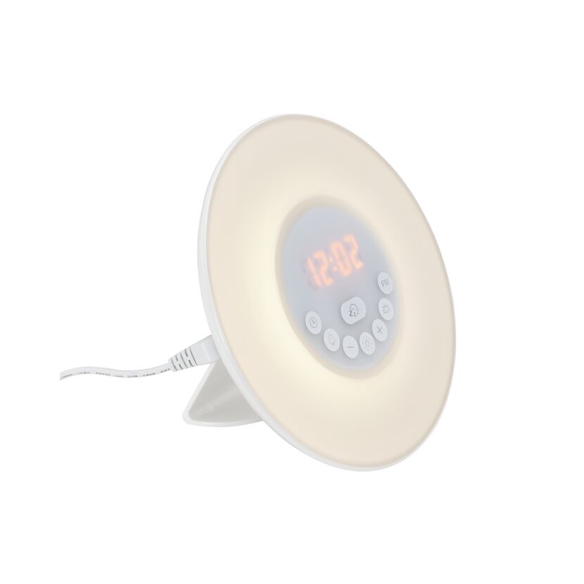 Weißer LED-Wecker mit Hintergrundbeleuchtung