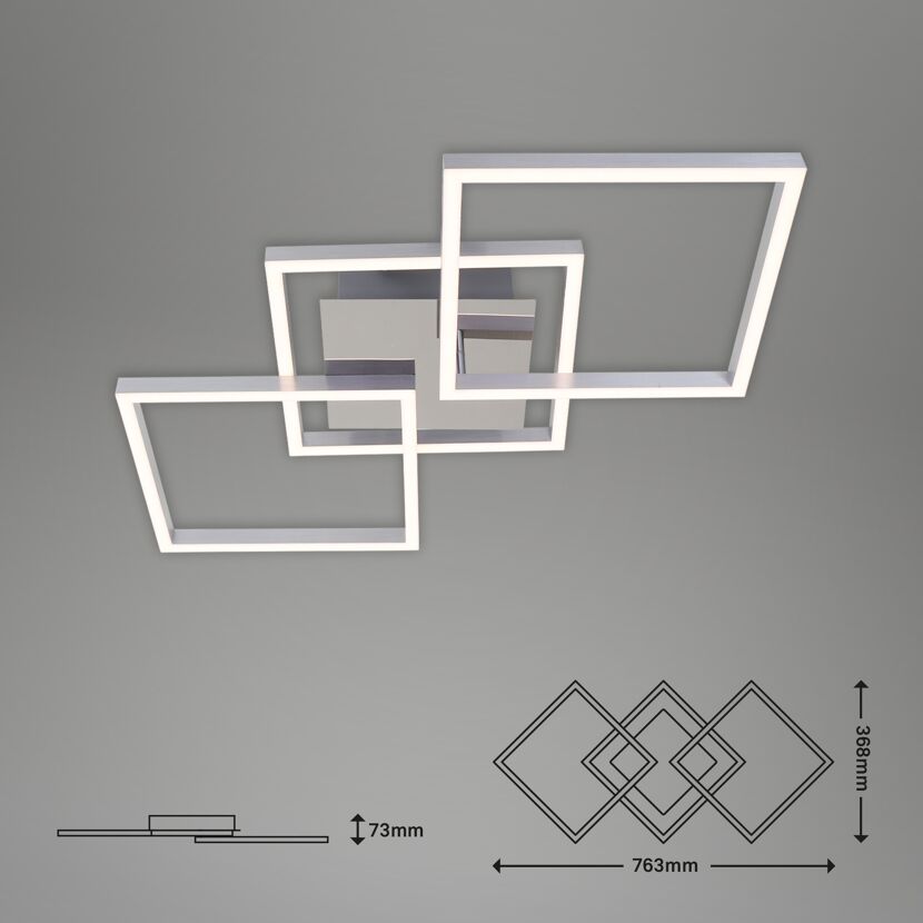 LED-Deckenleuchte 'Frame' chrom-/aluminiumfarben, 2600 lm, 36,8 x 76,3 cm