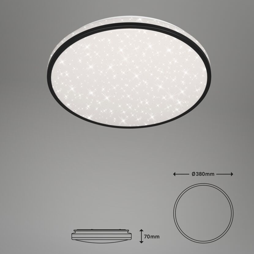 LED-Deckenleuchte 'Skizo' mit Sternendekor, schwarz, 2400 lm, Ø 38 cm