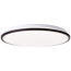Flache, runde LED-Deckenleuchte mit schwarzem Rand.