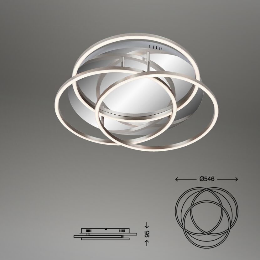 LED-Deckenleuchte 'Frame' chromfarben/aluminiumfarben 4800 lm, Ø 52,5 cm