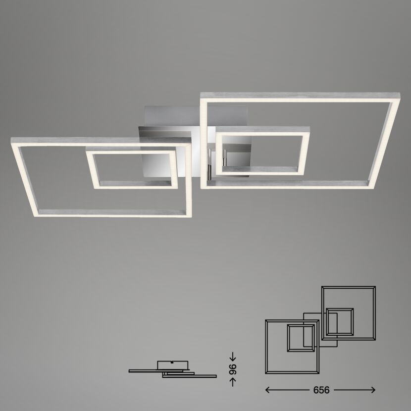 LED-Deckenleuchte 'Frame' chromfarben/aluminiumfarben 3600 lm, 52 x 43,8 cm