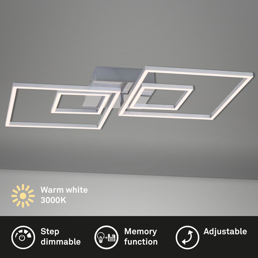 LED-Deckenleuchte 'Frame' chromfarben/aluminiumfarben 3600 lm, 52 x 43,8 cm