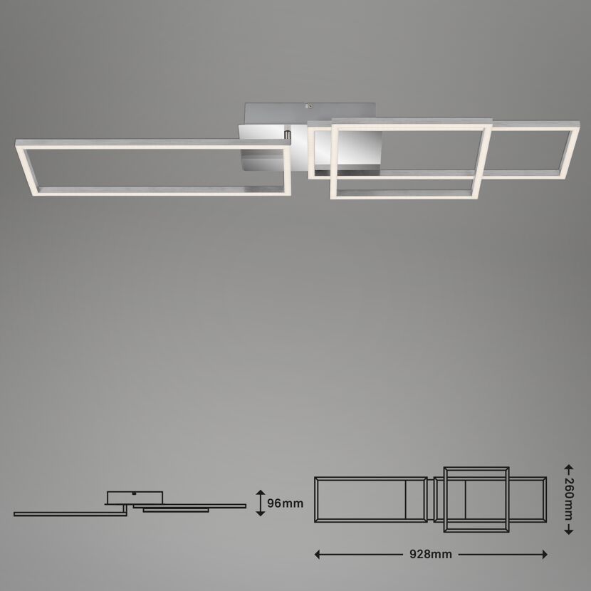 LED-Deckenleuchte 'Frame' chromfarben/aluminiumfarben 3300 lm, 26 x 92,8 cm