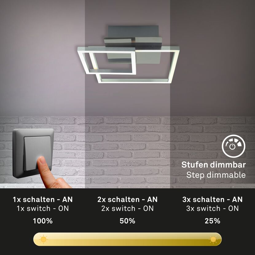 LED-Deckenleuchte 'Frame' chromfarben/aluminiumfarben 1500 lm, 26 x 35,8 cm