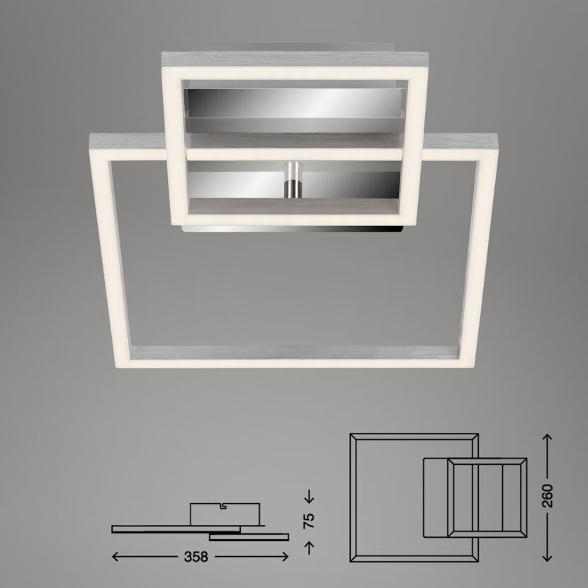 LED-Deckenleuchte 'Frame' chromfarben/aluminiumfarben 1500 lm, 26 x 35,8 cm