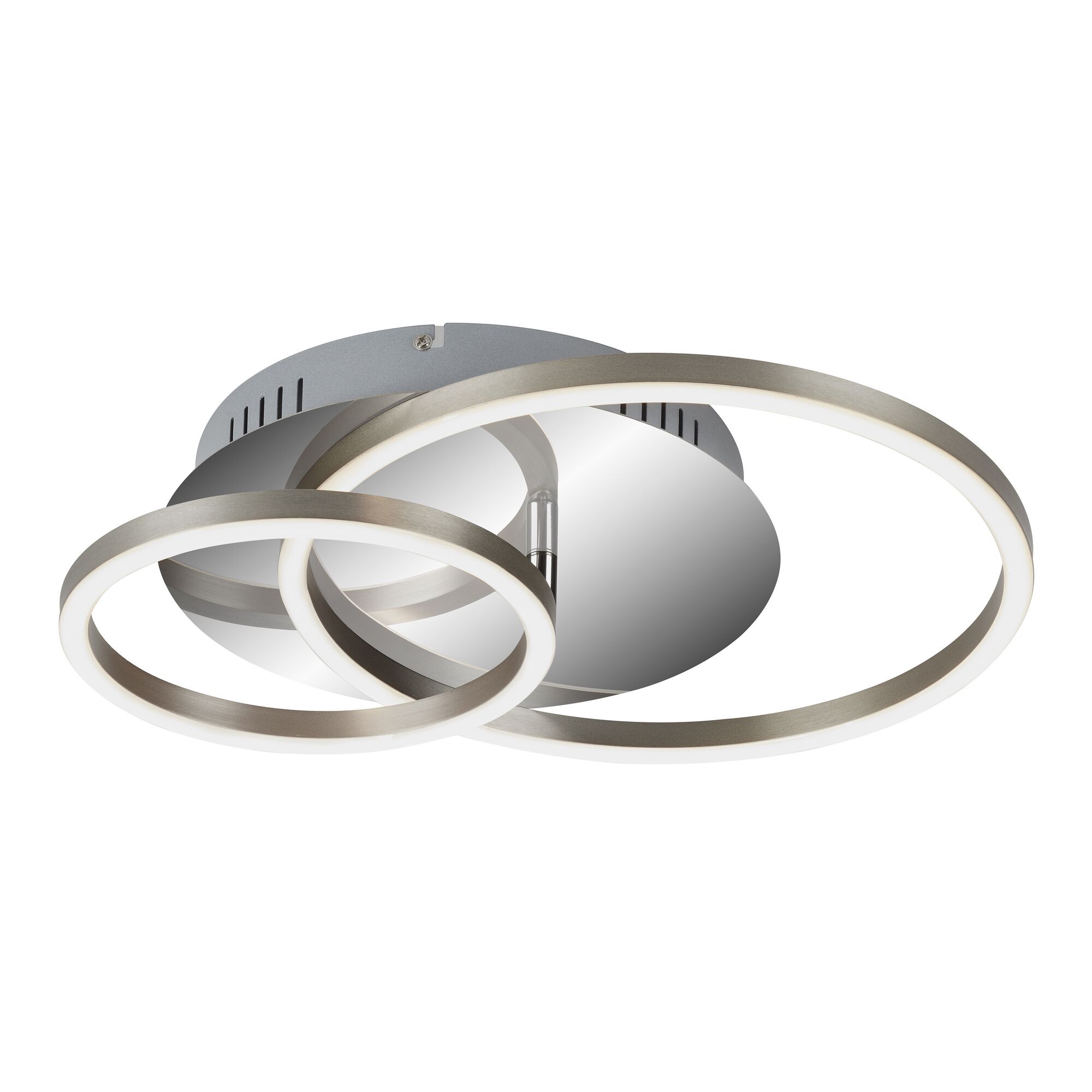 Moderne LED-Deckenleuchte mit zwei ineinander verschlungenen Ringen