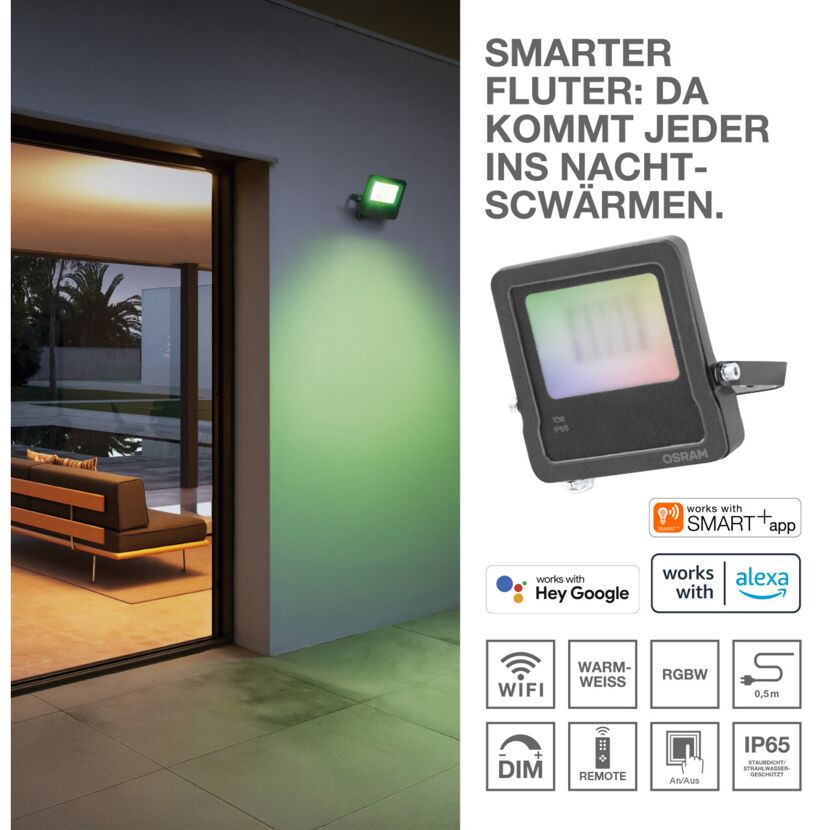 LED-Außenfluter 'Smart+' 20,9 x 16,8 cm dunkelgrau 2190 lm 30 W WLAN
