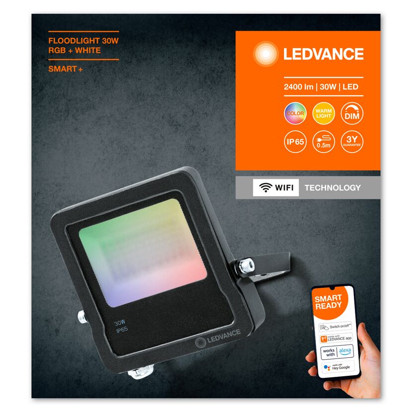 LED-Außenfluter 'Smart+' 20,9 x 16,8 cm dunkelgrau 2190 lm 30 W WLAN