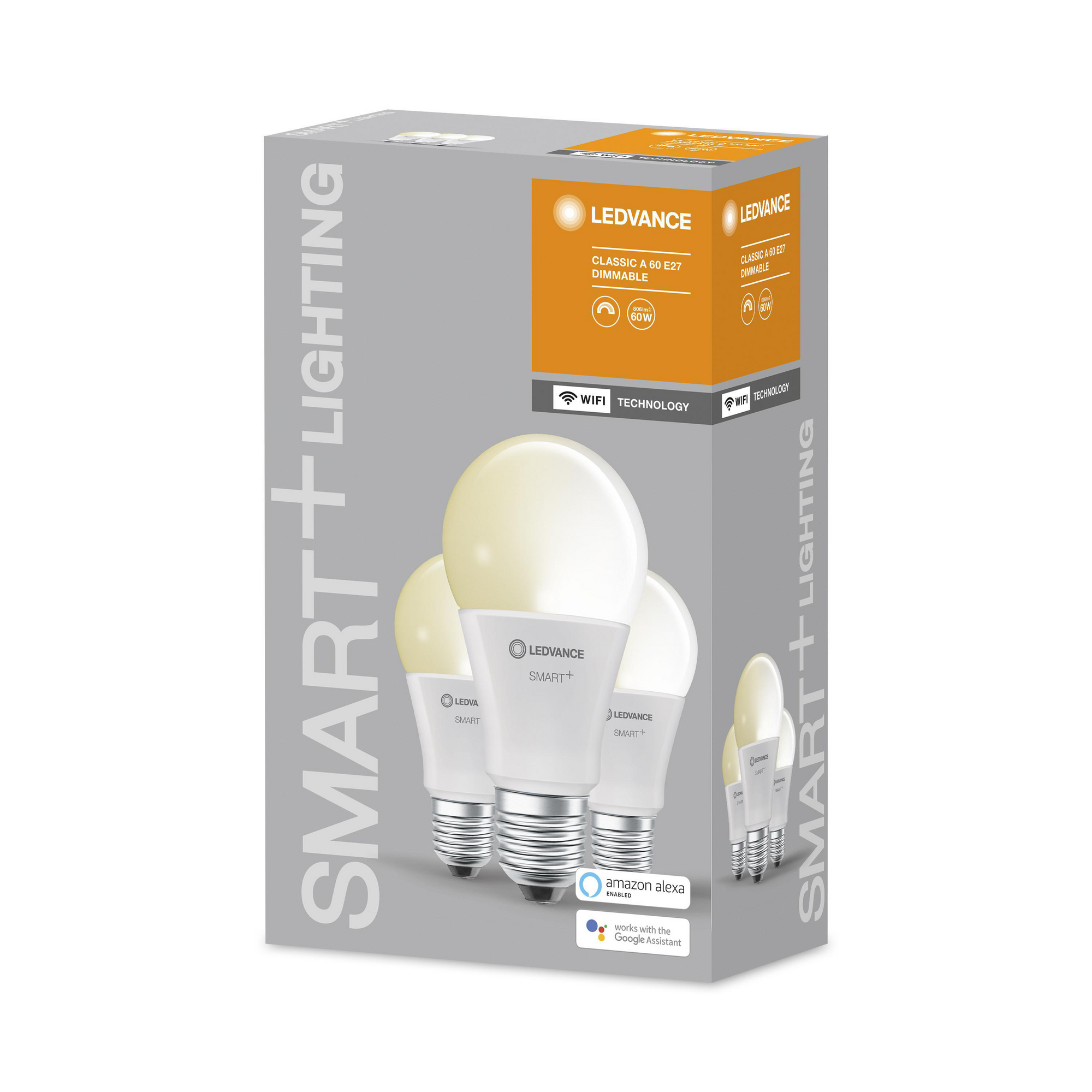 LED-Lampe 'Smart+' 11,5 cm 806 lm 9 W E27 weiß WLAN dimmbar 3 Stk. + product picture