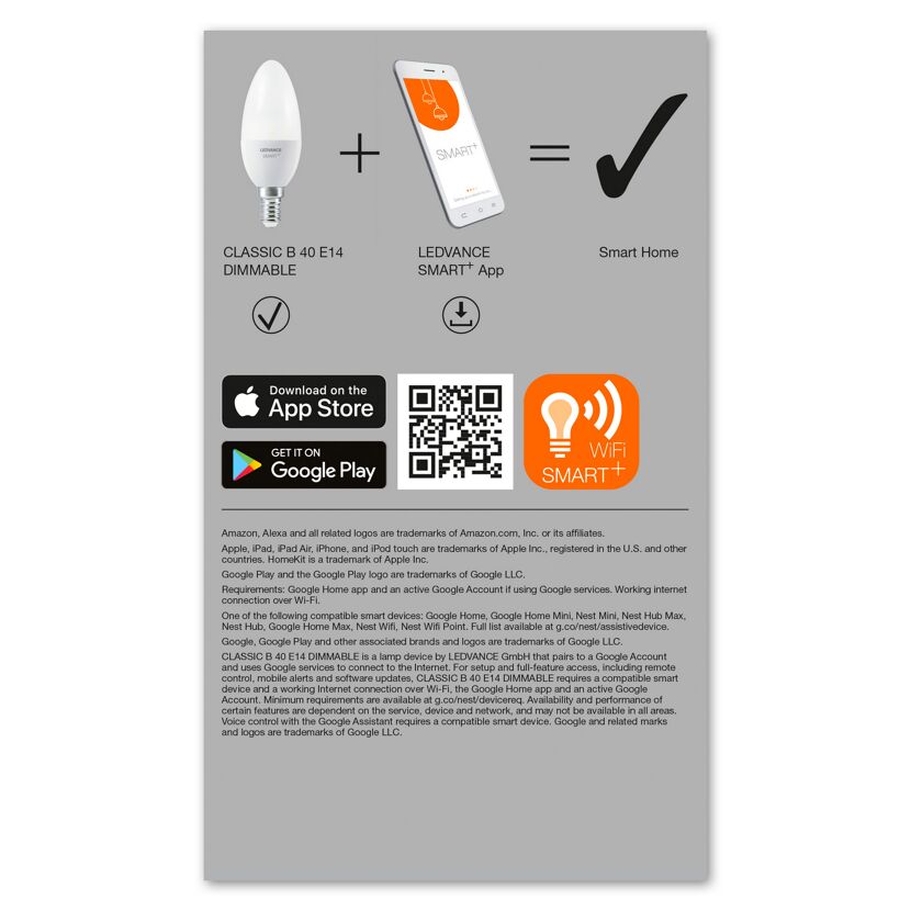 LED-Lampe 'Smart+' 10,7 cm 470 lm 5 W E14 weiß WLAN