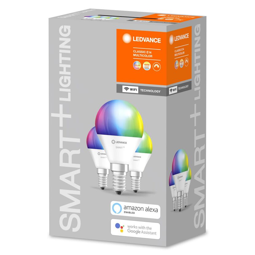 LED-RGB-Lampe 'Smart+' 8,9 cm 470 lm 5 W E14 weiß WLAN 3 Stk.