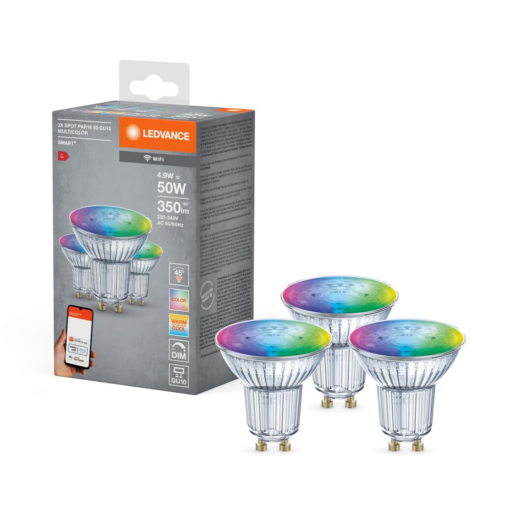 LED-Leuchtmittelset 'Smart+' dimmbar Reflektor klar GU10 4,9 W 350 lm RGB - tunable white 3 Stück