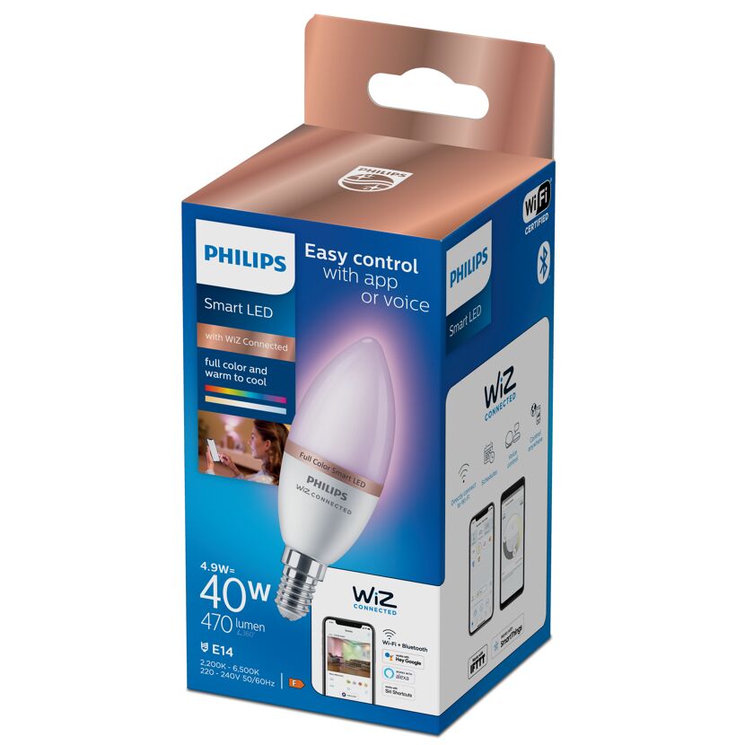 Philips Smart LED Lampe E14, C37, 40W, RGB in Verpackung