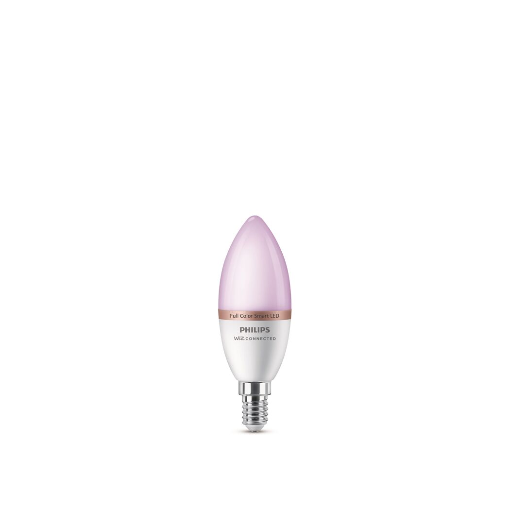 Philips SmartLED Kerze leuchtet in rosa Farbe.