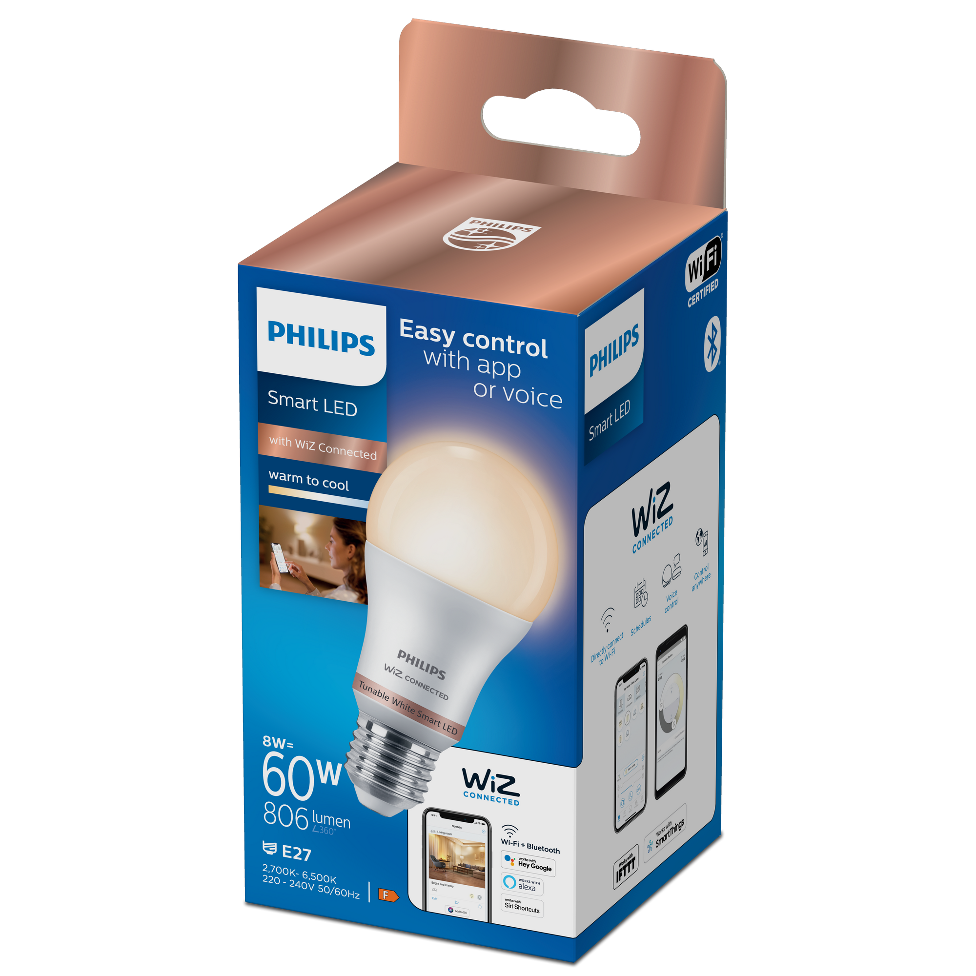 LED-Lampe 'SmartLED' 806 lm E27 Glühlampe weiß 2700-6500 K 8 W