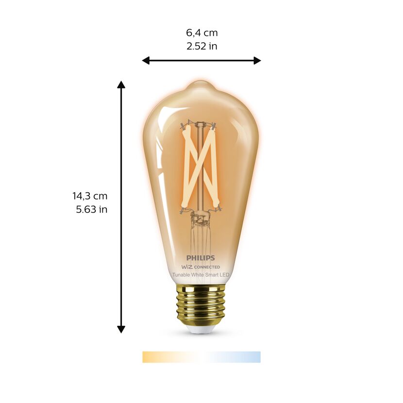 Philips, dimmbare LED-Lampe, E27, ST64, 50W, bernsteinfarben