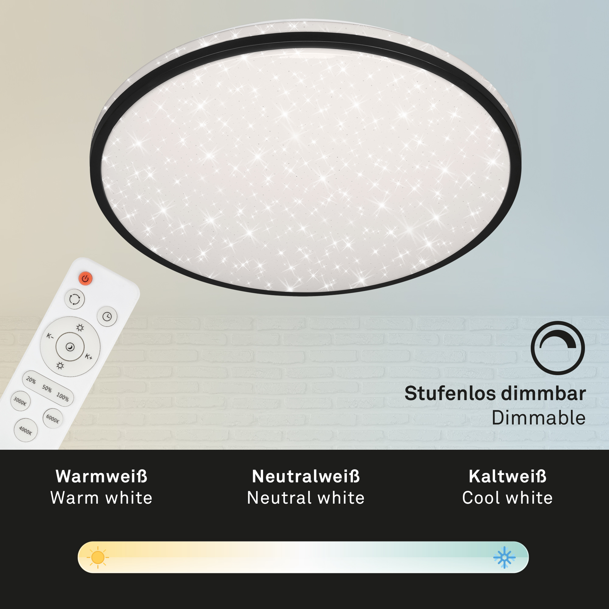 LED-Deckenleuchte 'Skizo' schwarz/weiß 4400 lm Ø 49,2 cm