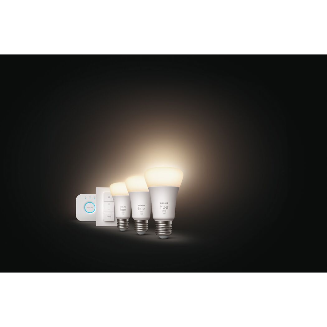 Starter-Set 'Hue White' E27 inkl. 3 x LED-Lampe E27 9,5 W, Dimmschalter