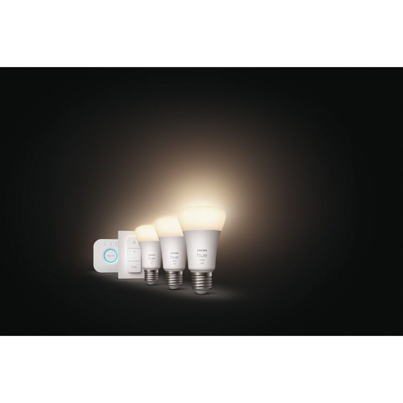 Starter-Set 'Hue White' E27 inkl. 3 x LED-Lampe E27 9,5 W, Dimmschalter