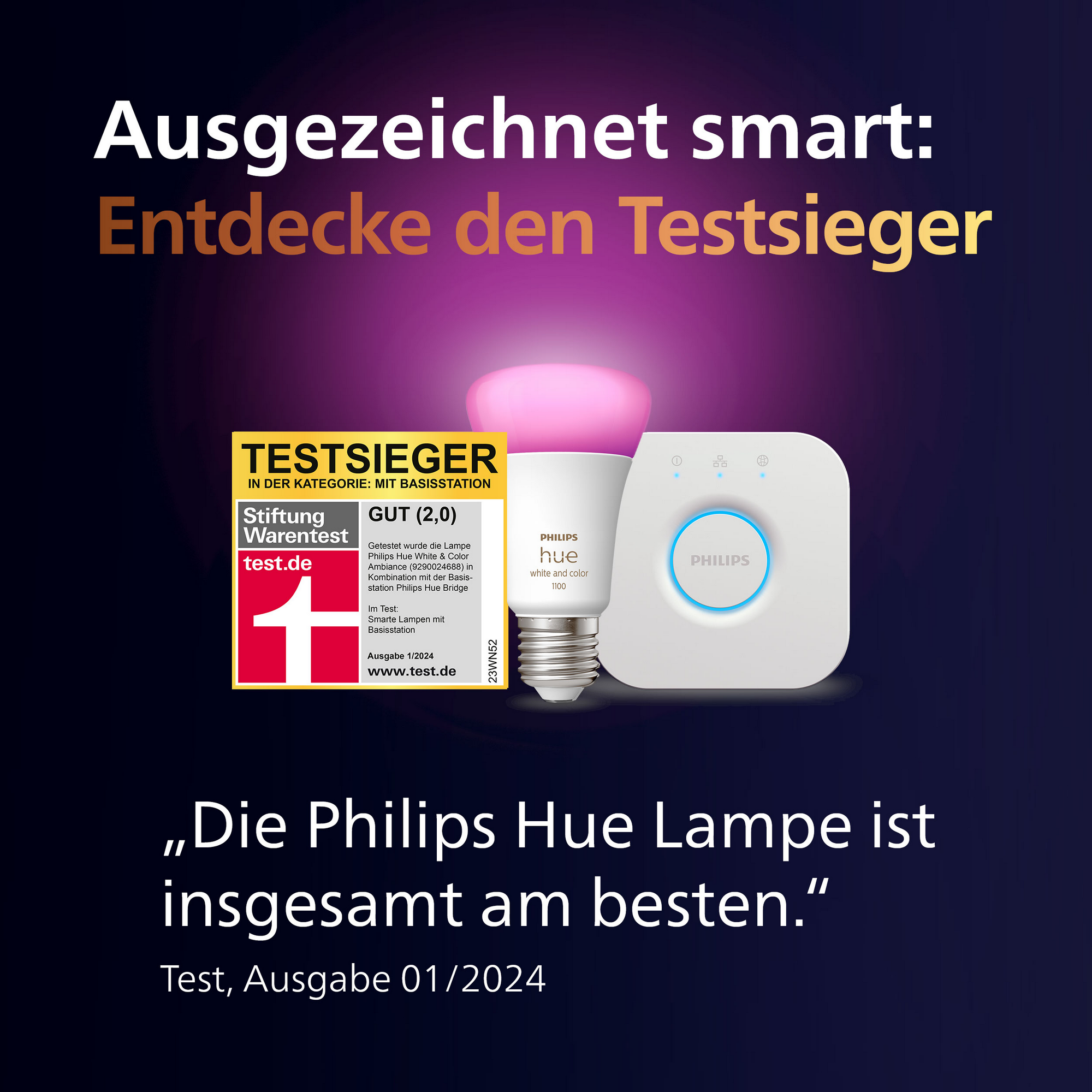LED-Lampe Starter-Set 'Hue White & Color Ambiance' inkl. 2 x E27 9 W, Dimmerschalter, Smart Plug + product picture
