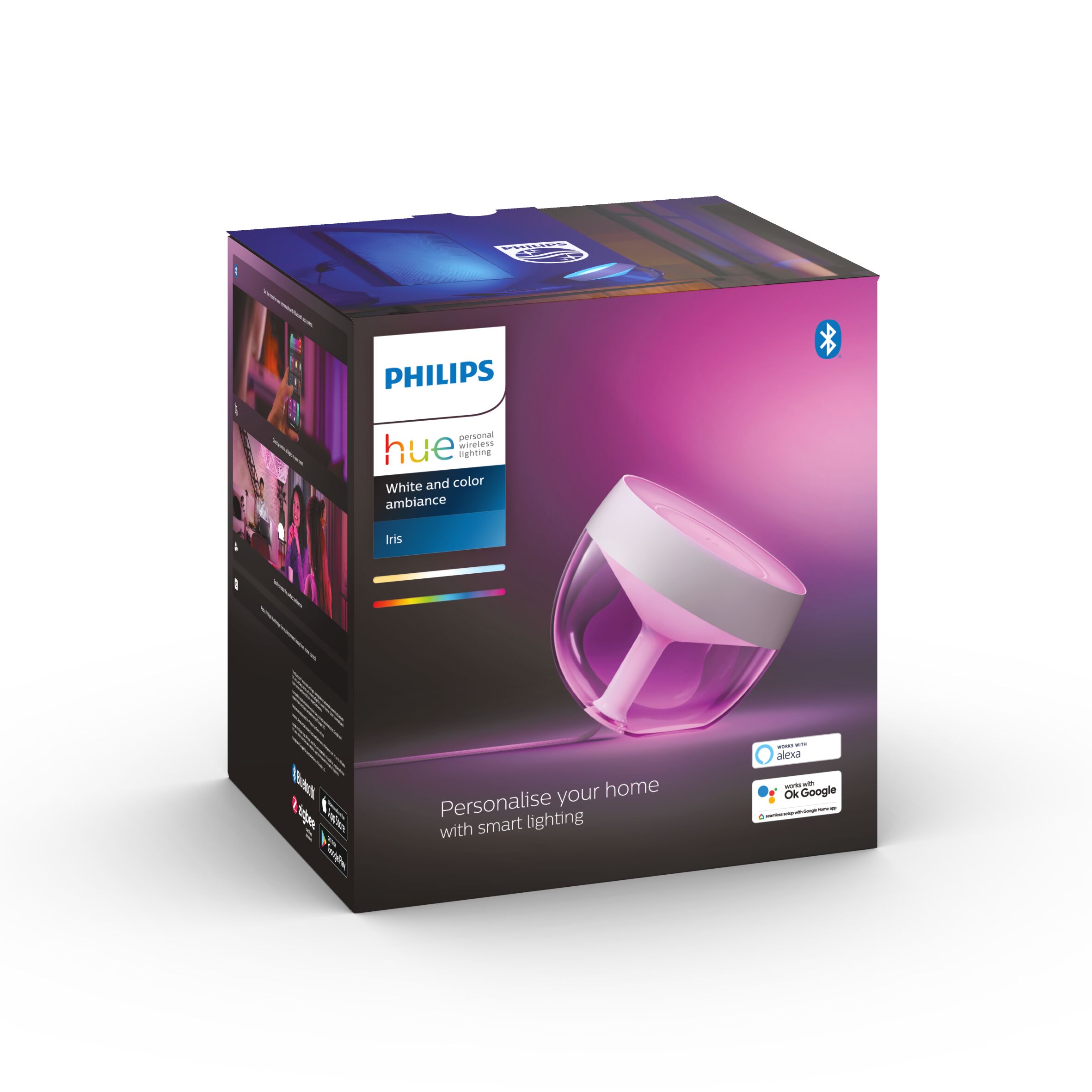 Philips Hue Iris Tischleuchte, weiß, in der Verpackung