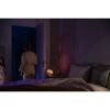 Tischleuchte 'Hue Iris' beleuchtet Schlafzimmer.