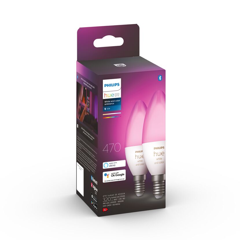 Philips Hue White and Color Ambiance E14, 2er-Packung