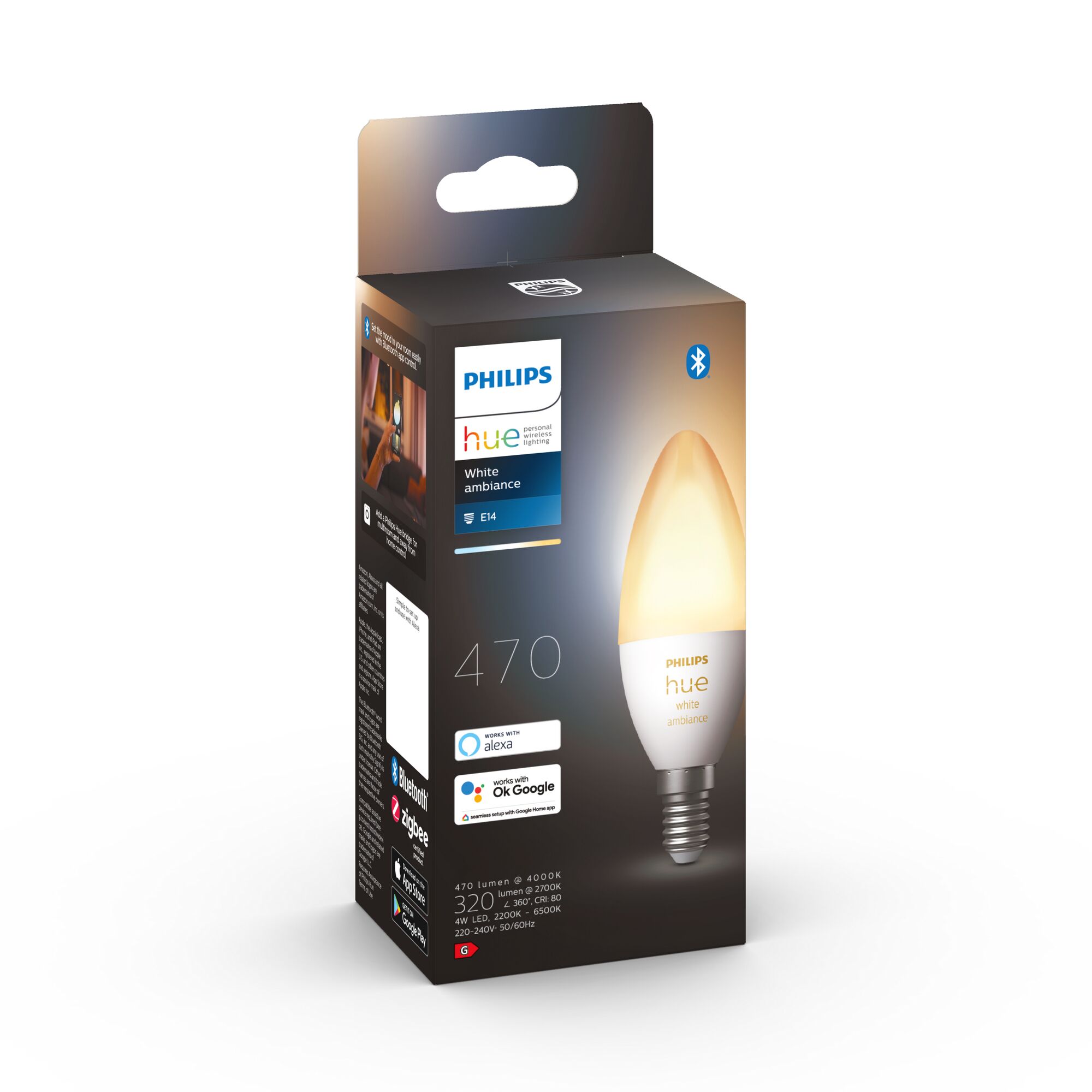 Philips Hue White Ambiance E14 Glühbirne in Verpackung