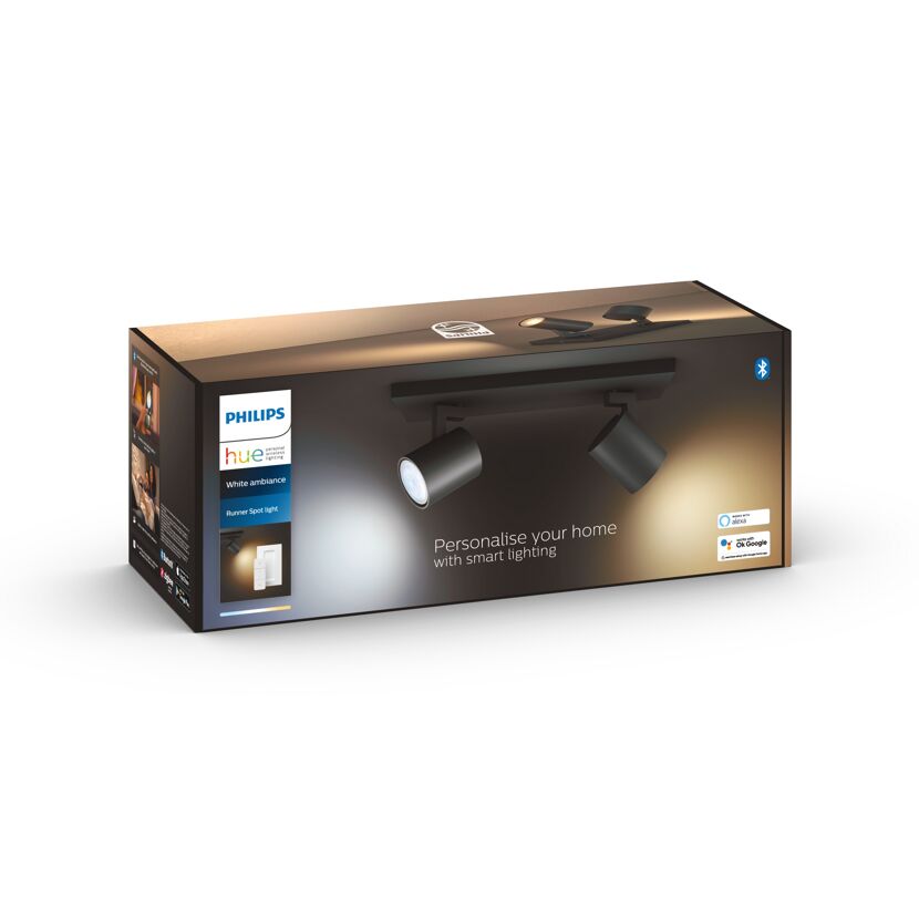 Philips Hue Runner Spot, zweiflammig, schwarz