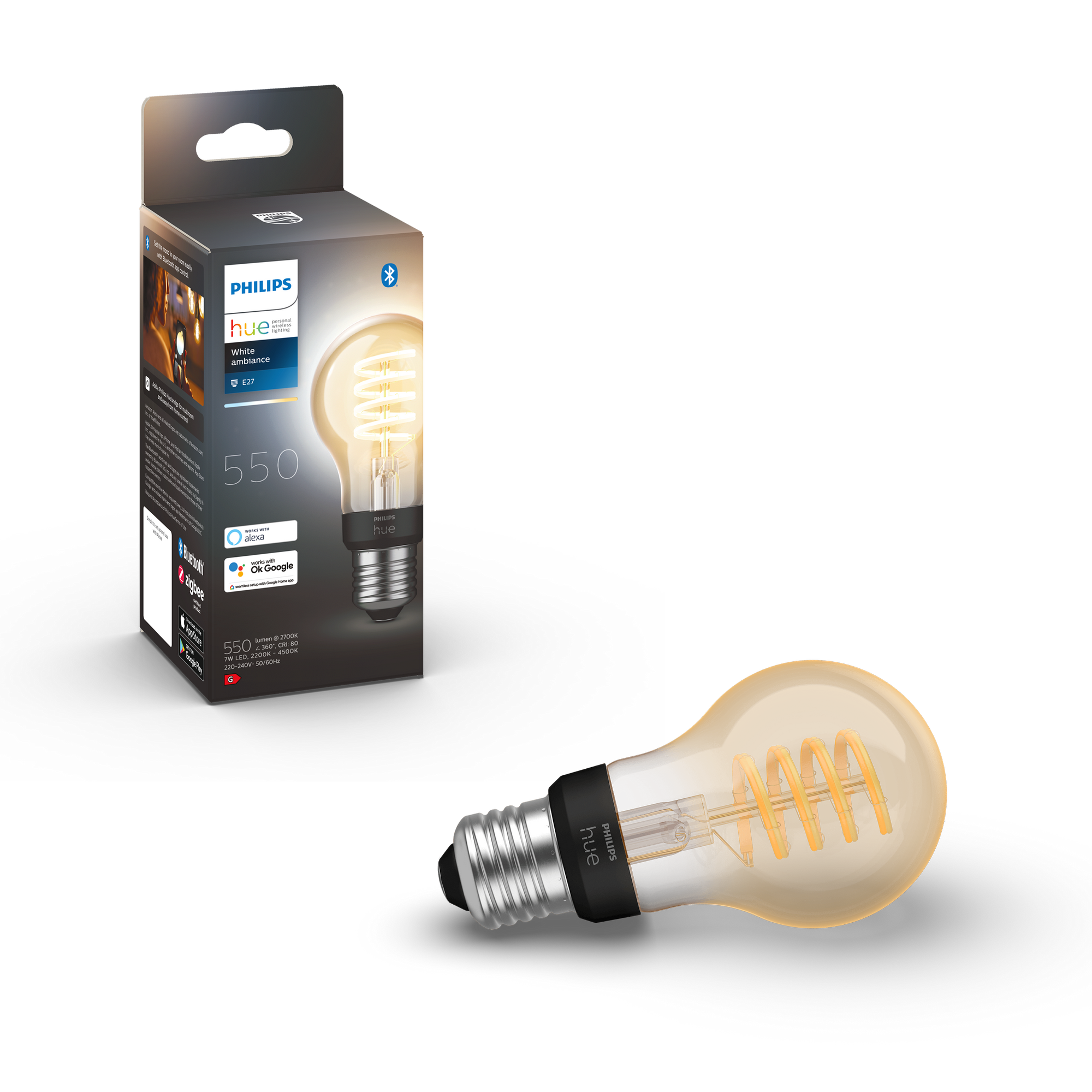 Philips LED-Filamentlampe 'Hue White Ambiance' E27 7 W