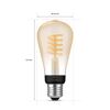 LED-Leuchtmittel Philips Hue Edison gold mit Maßen