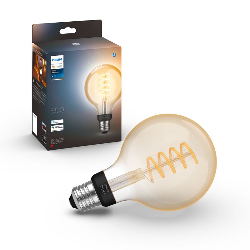 Philips Hue Filament LED-Lampe, Globe-Form, warmweiß