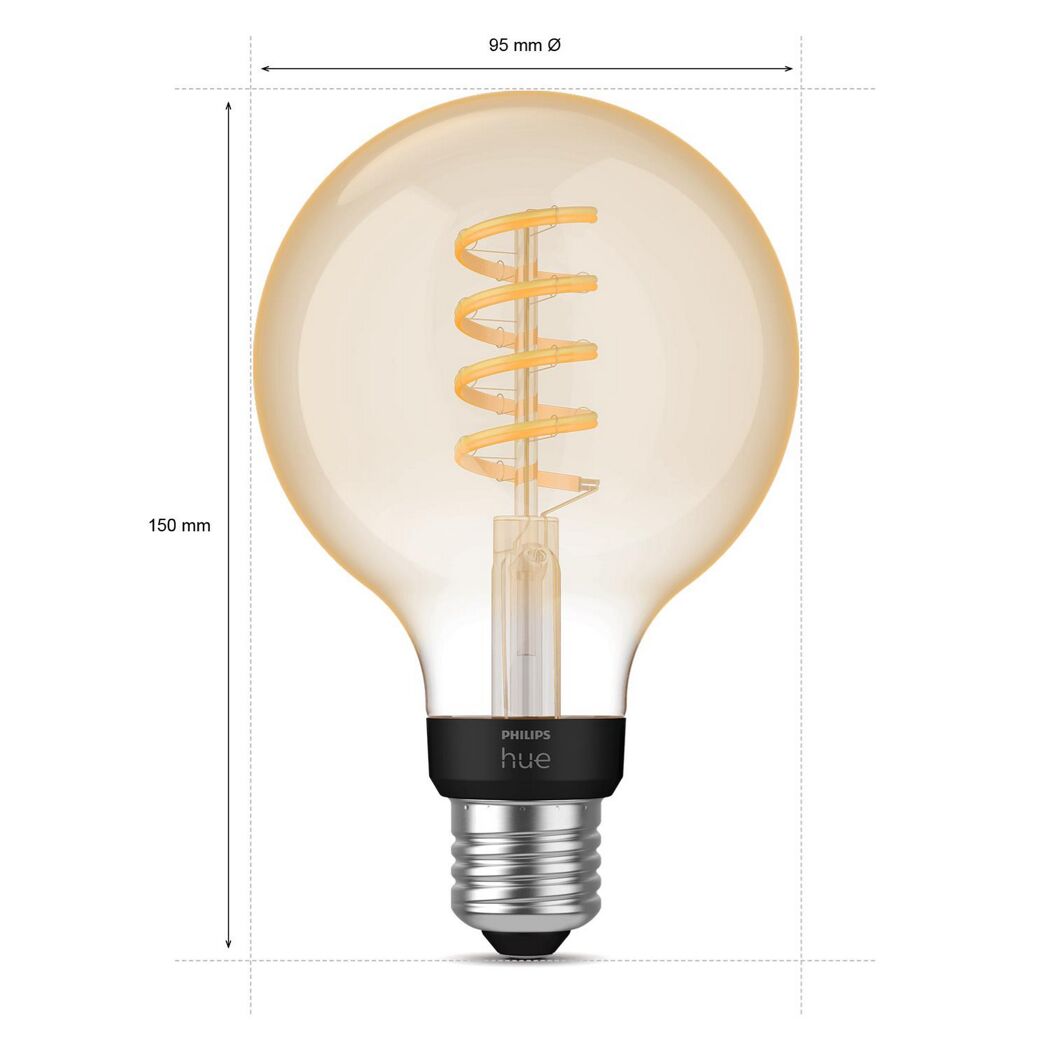 Goldfarbenes LED-Leuchtmittel 'Hue' Globe E27
