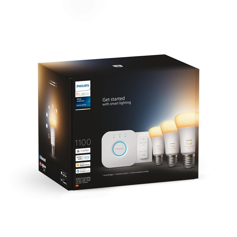 Starter-Set 'Hue White Ambiance' inkl. 3 x LED-Lampe E27, Dimmschalter